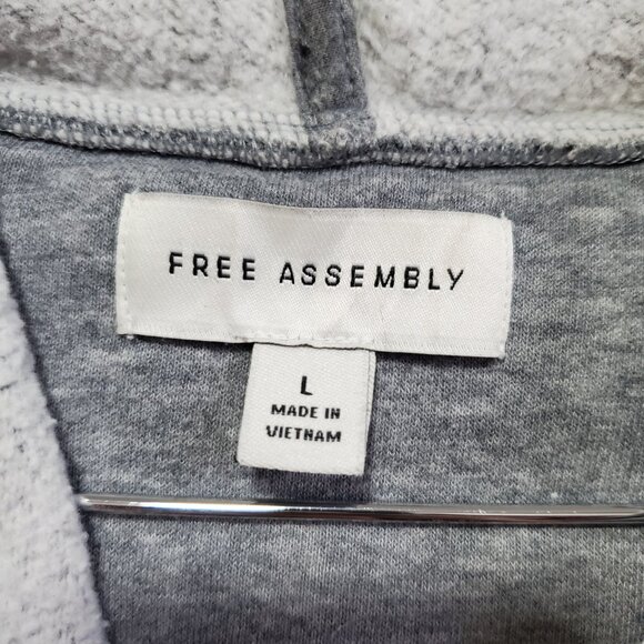 FREE ASSEMBLY Double Pocket Hoodie Sweatshirt Loose Fit Fleece Grey Womens Large - Picture 9 of 12